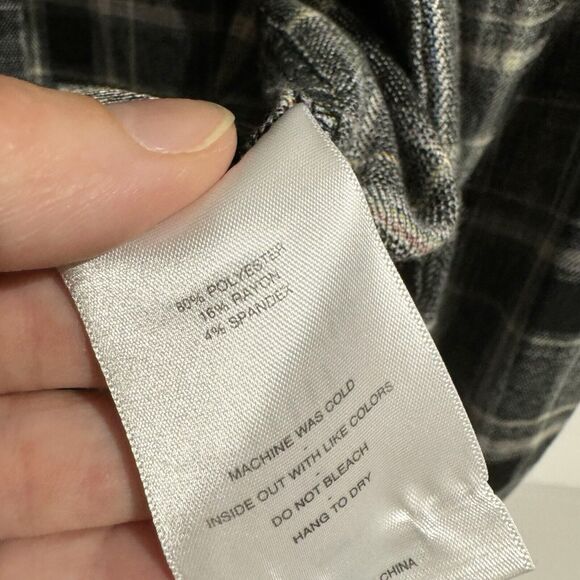 Machus Gray Black Men Small Flannel Plaid Button Down - Picture 5 of 5